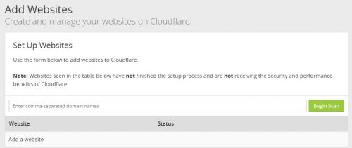 Cloudflare Add Site